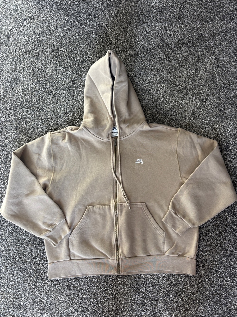 Like NEW! Nike Men's Hooded Zip-Up Beige Sweatshirt- Size Large